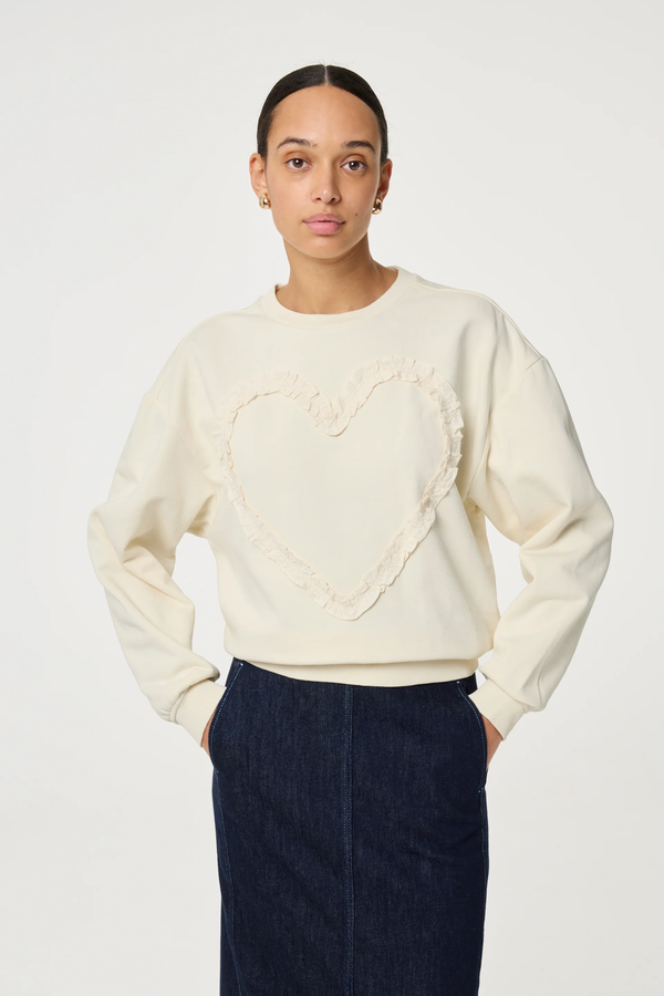 Archie Heart Sweater - Cosy White