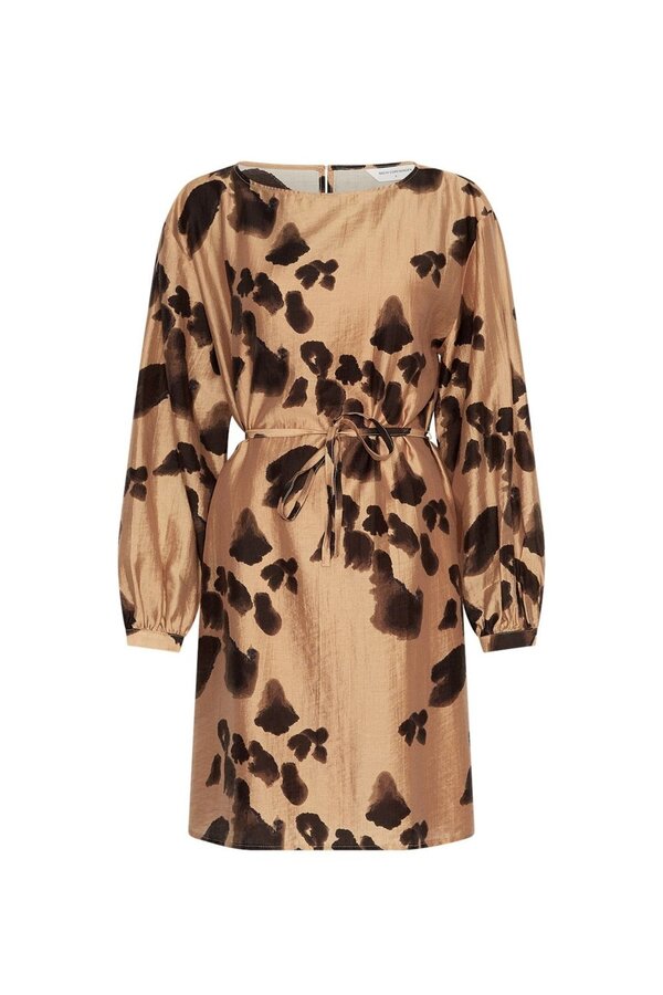 Nilla Romina Short Dress AOP - Iced Coffee Leo