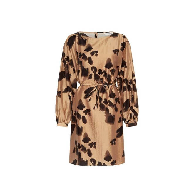 Nilla Romina Short Dress AOP - Iced Coffee Leo