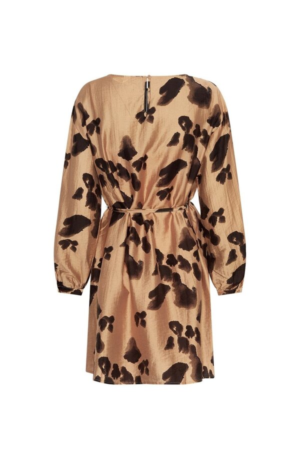 Nilla Romina Short Dress AOP - Iced Coffee Leo
