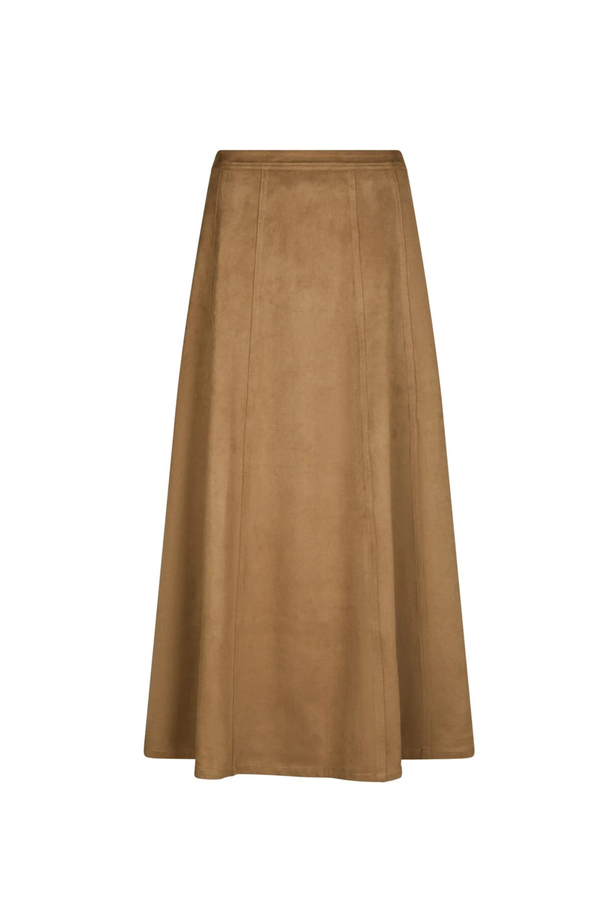 Raya Faux Suede Skirt - Cognac