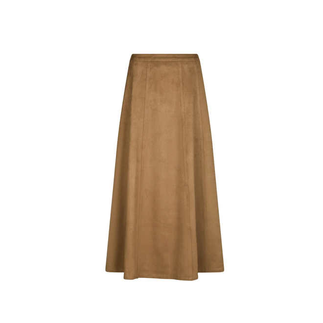 Raya Faux Suede Skirt - Cognac