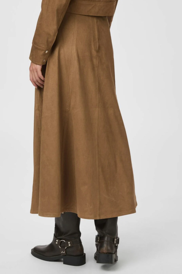 Raya Faux Suede Skirt - Cognac