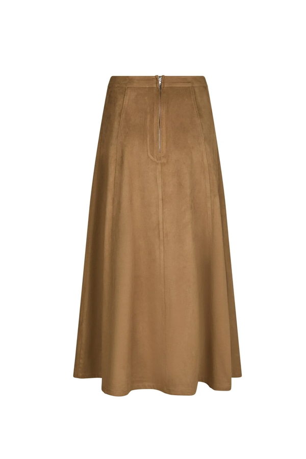 Raya Faux Suede Skirt - Cognac