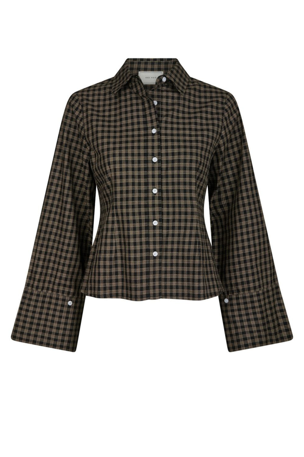 Rosa Mini Check Stripe Blouse - Black
