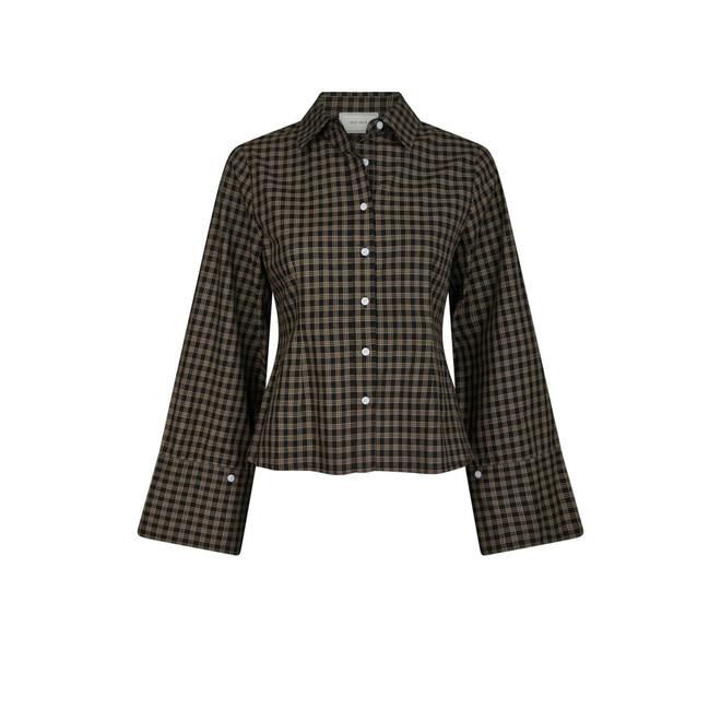Rosa Mini Check Stripe Blouse - Black