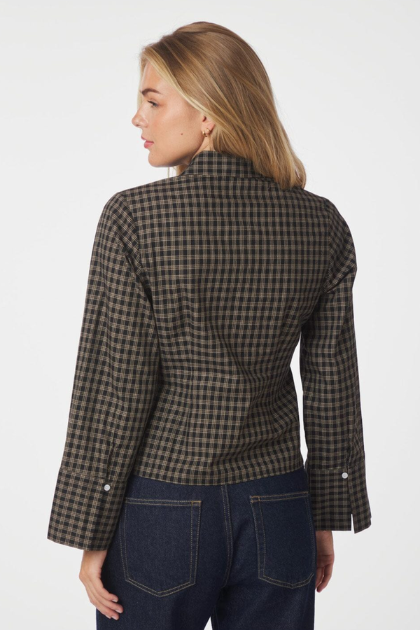Rosa Mini Check Stripe Blouse - Black