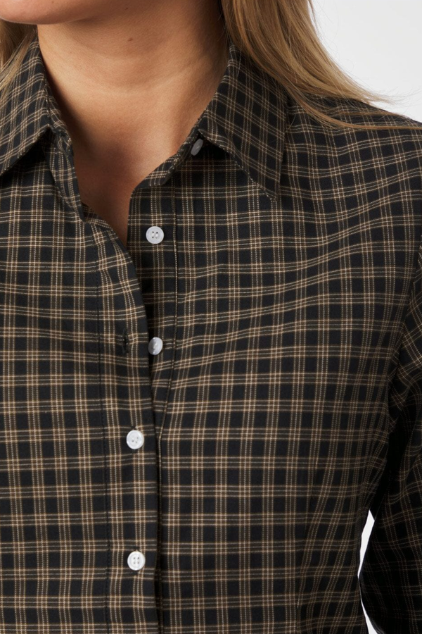 Rosa Mini Check Stripe Blouse - Black