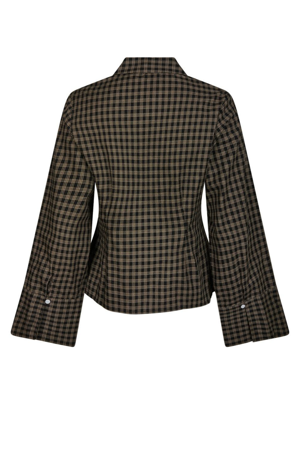 Rosa Mini Check Stripe Blouse - Black
