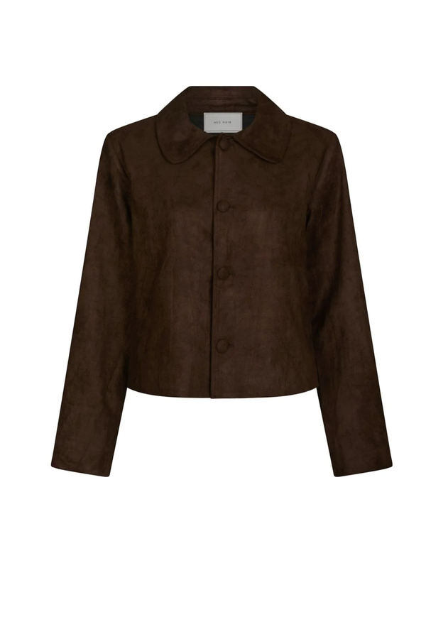 Nilo Faux Suede Jacket - Dark Brown