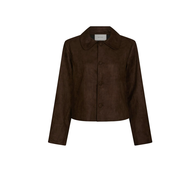 Nilo Faux Suede Jacket - Dark Brown