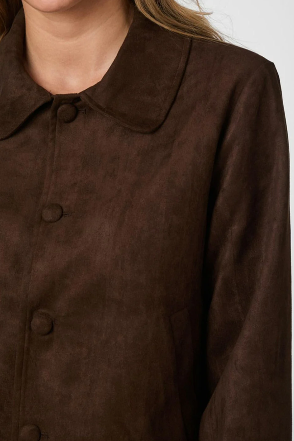 Nilo Faux Suede Jacket - Dark Brown