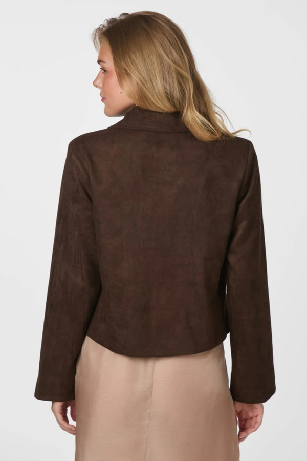 Nilo Faux Suede Jacket - Dark Brown
