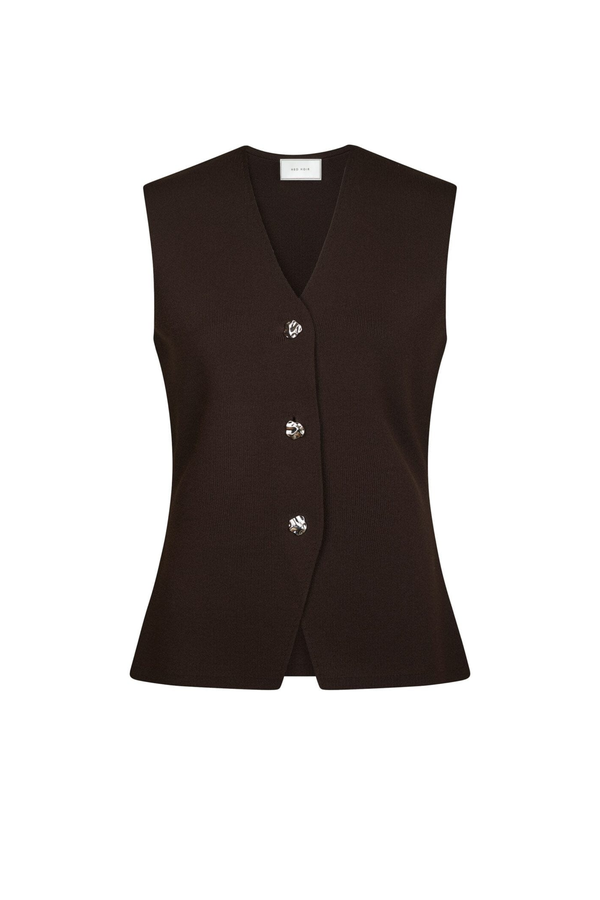 Sway Smooth Knit Waistcoat - Dark Brown