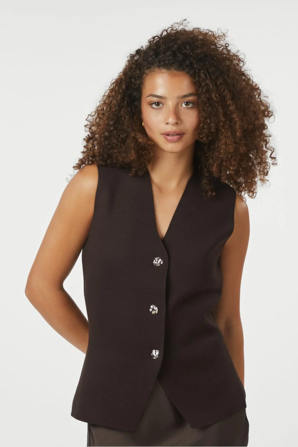 Sway Smooth Knit Waistcoat - Dark Brown