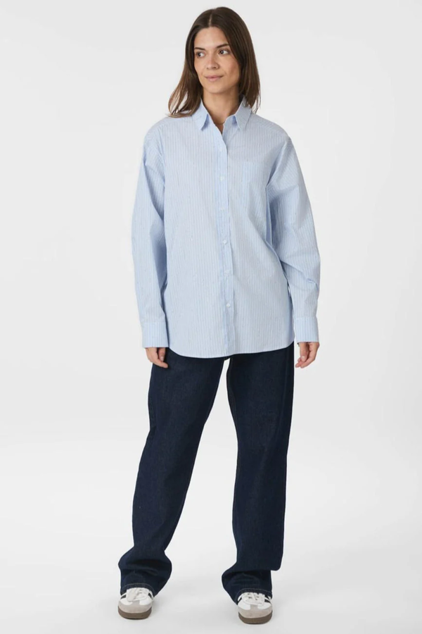 Dalma Pattern Stone Shirt - Light Blue Stripe