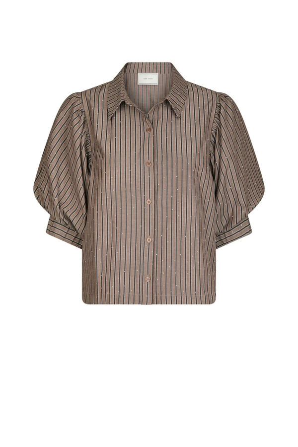 Etta Soft Stripe Stone Shirt - Brown