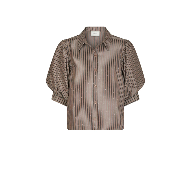 Etta Soft Stripe Stone Shirt - Brown