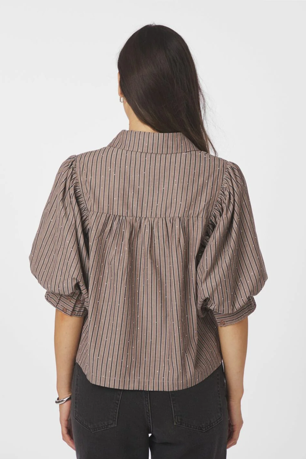 Etta Soft Stripe Stone Shirt - Brown