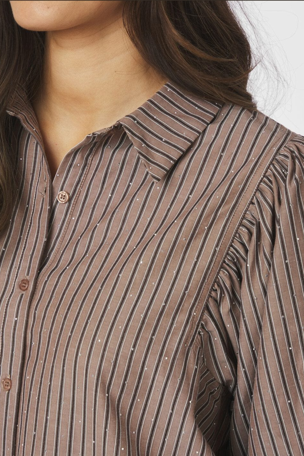 Etta Soft Stripe Stone Shirt - Brown