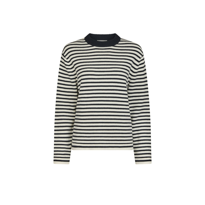 Rivi Stripe Knit Sweater - White/Navy