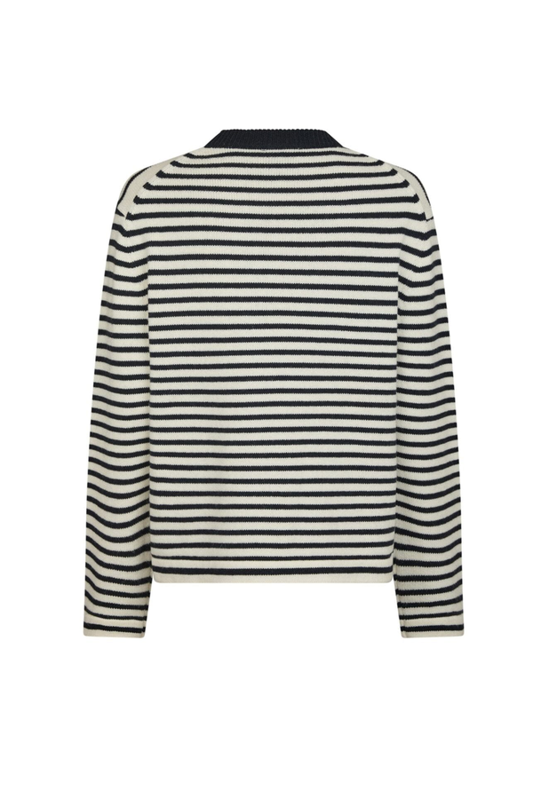 Rivi Stripe Knit Sweater - White/Navy