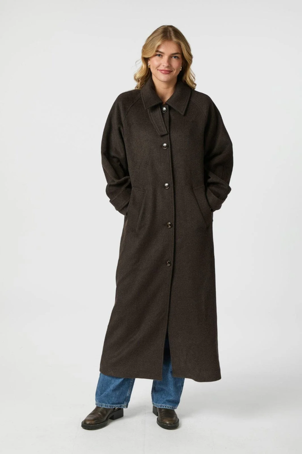 Keaton Wool Coat - Chocolate Brown