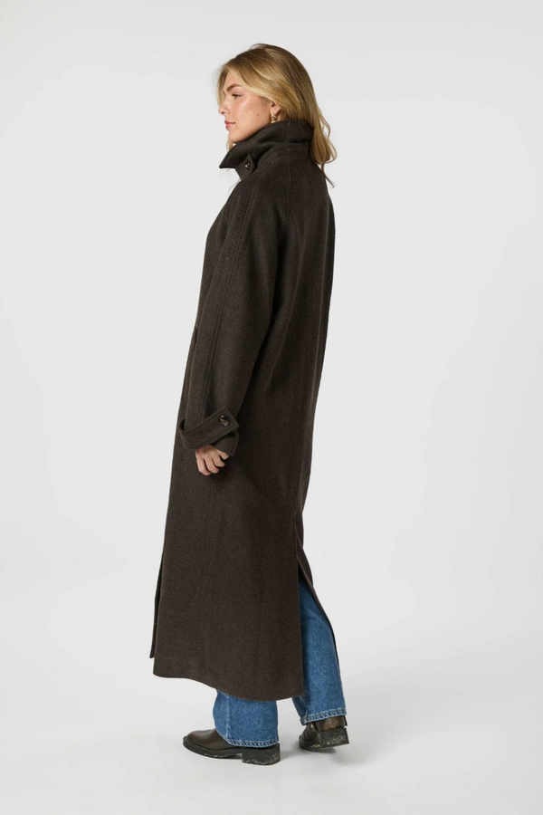 Keaton Wool Coat - Chocolate Brown