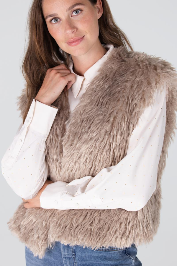 Dali Fake Fur Gilet - Sand