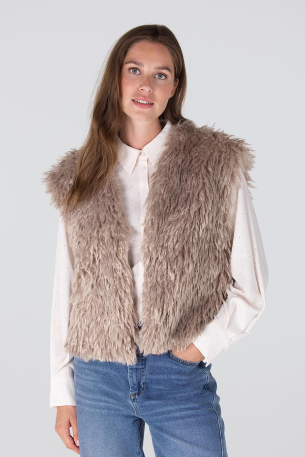 Dali Fake Fur Gilet - Sand