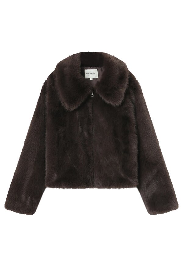 Shonna Faux Fur Jacket - Chocolat