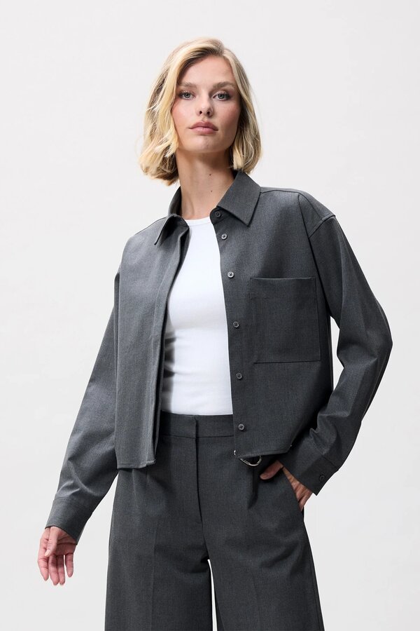 Cropped Blouse - Dark Grey