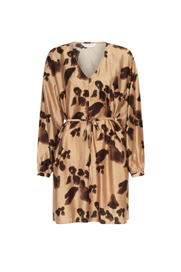 Nilla Romina Short Dress AOP - Iced Coffee Leo