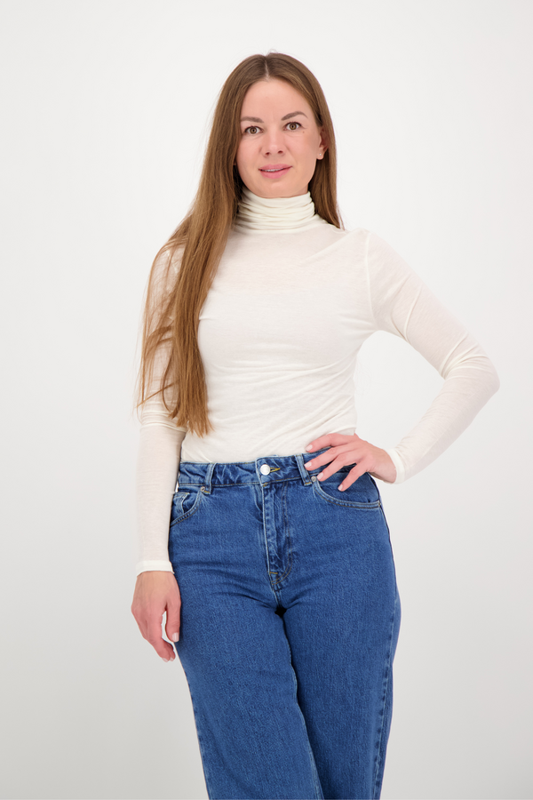 Sabine Turtle Neck Top - Cream