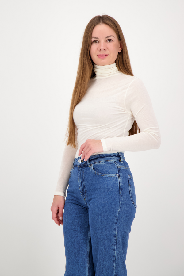 Sabine Turtle Neck Top - Cream