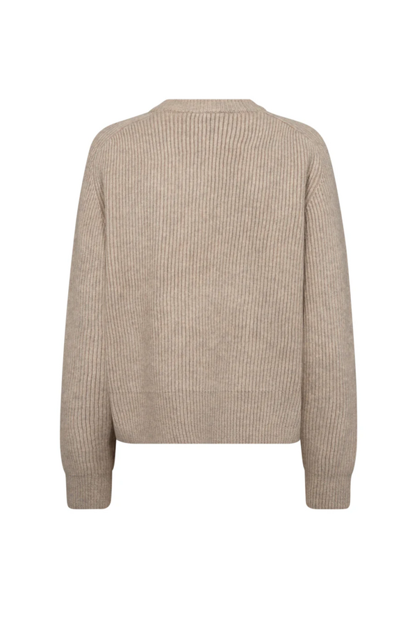 Row Rib V Knit - Bone