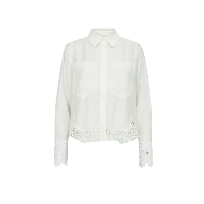 Molly Shirt With Lace - Jet Stream