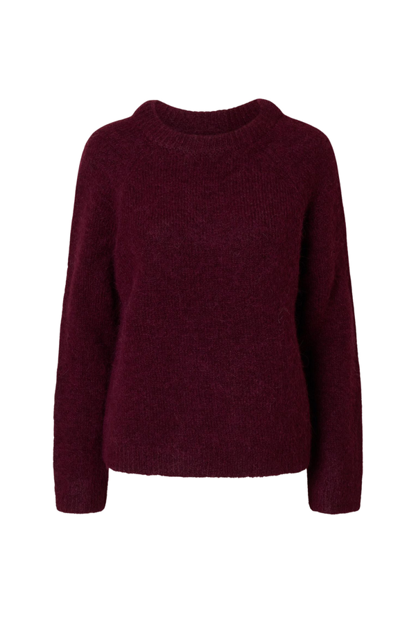 Gabella Knit Bow O-Neck - Fig/Black Bow