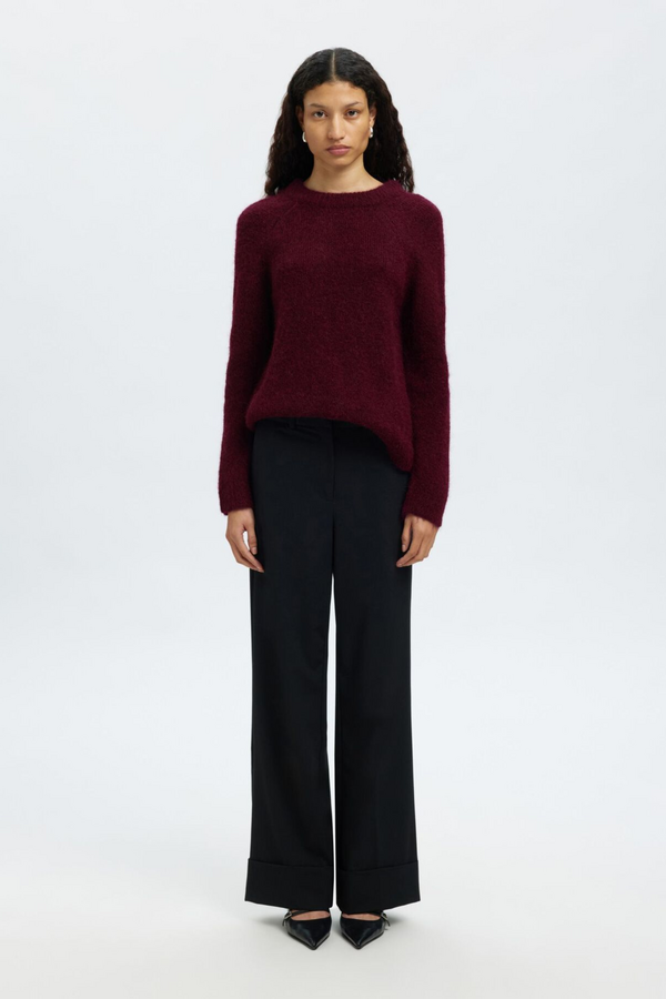 Gabella Knit Bow O-Neck - Fig/Black Bow