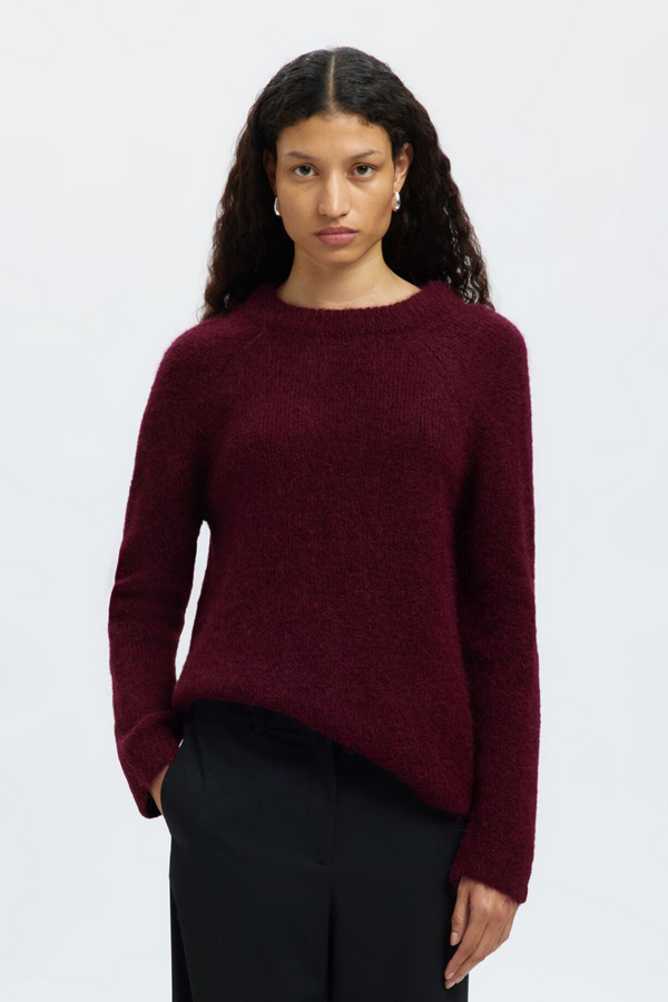 Gabella Knit Bow O-Neck - Fig/Black Bow