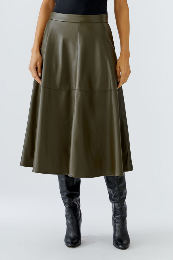 Leather Skirt - Khaki Green