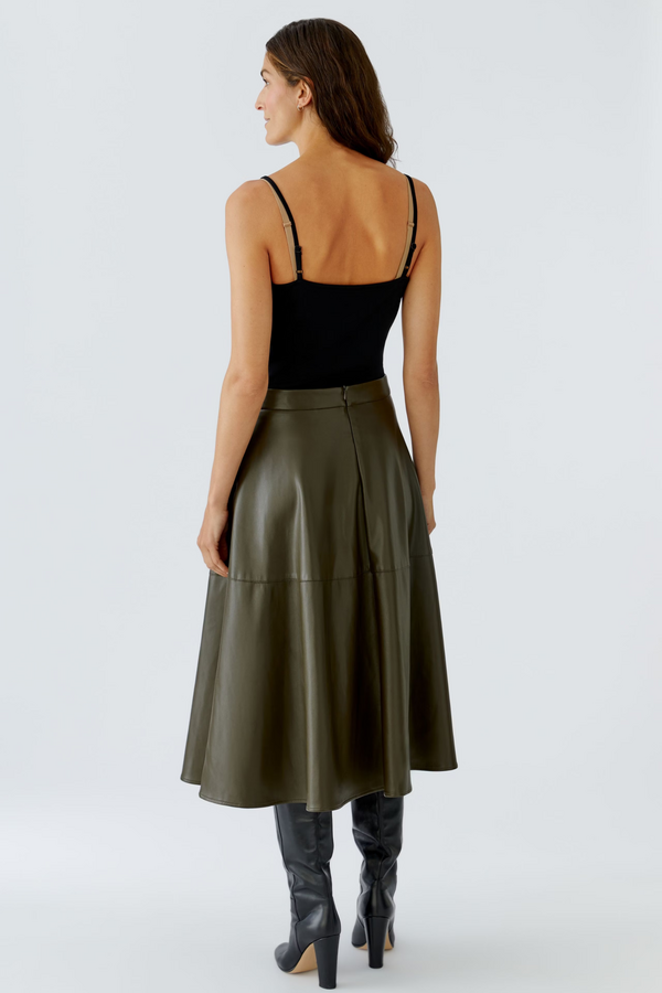 Leather Skirt - Khaki Green