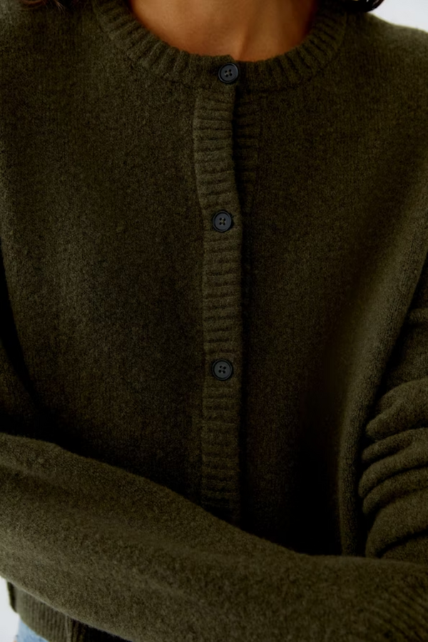Knitted Cardigan - Khaki Green