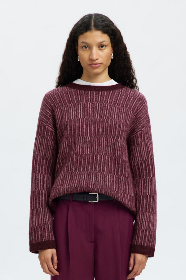 Lava Knit Stripe O-Neck - Fig