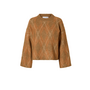 Lulu Brushed Argyle Knit O-Neck - Golden Brown