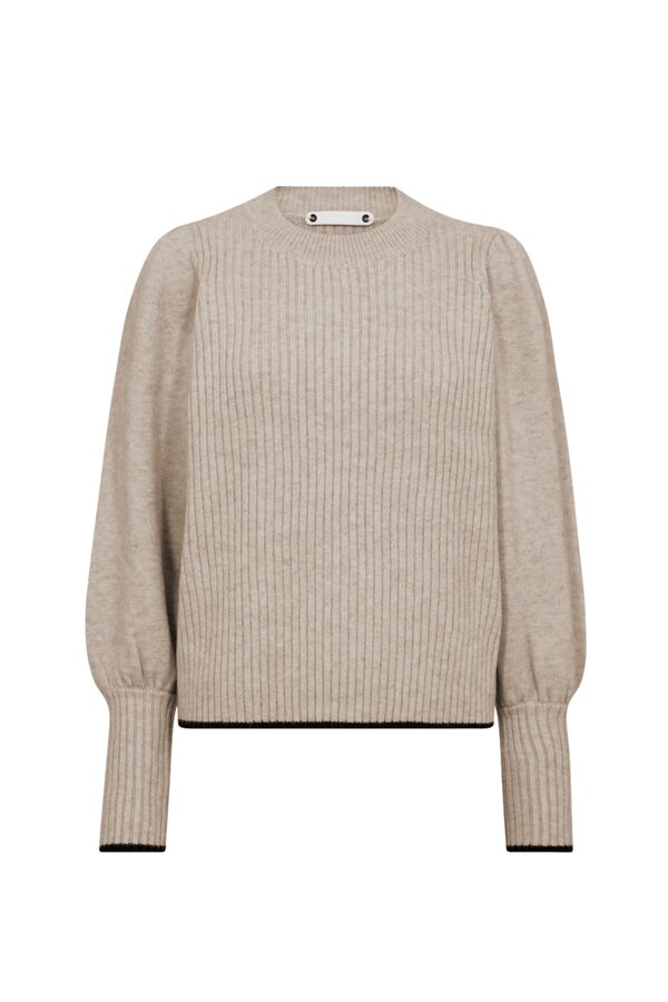 Row Puff Rib Roll Neck - Creme