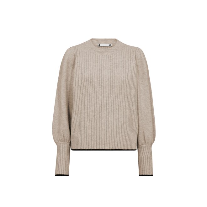 Row Puff Rib Roll Neck - Creme