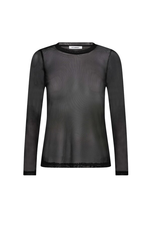 Mesh O-neck Blouse - Black
