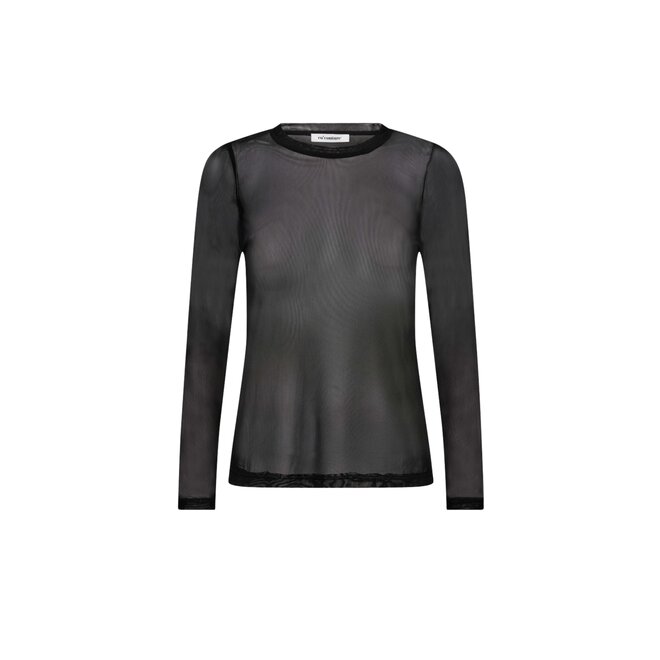 Mesh O-neck Blouse - Black