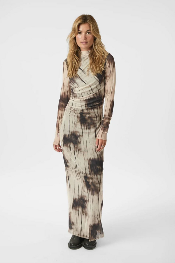 Onessa Faded Mesh Dress - Dusty Brown